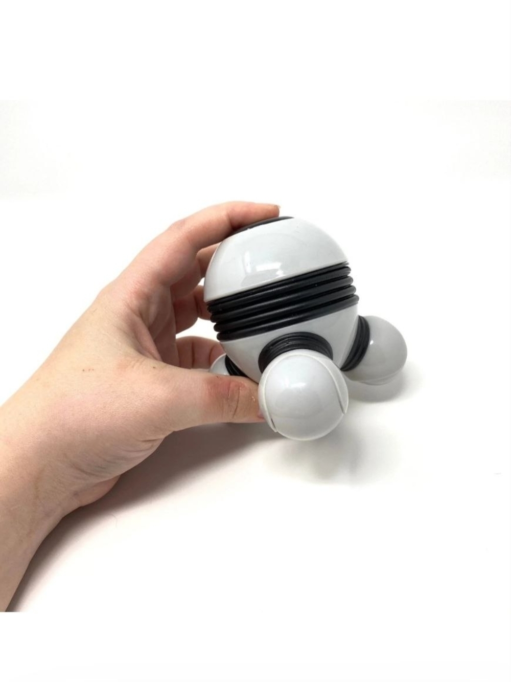 Handheld 3-Point Massage Roller in White and Black - Picture 3 of 4